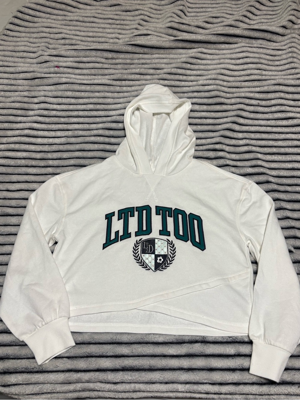 Limited Too White Hoodie with Teal Lettering